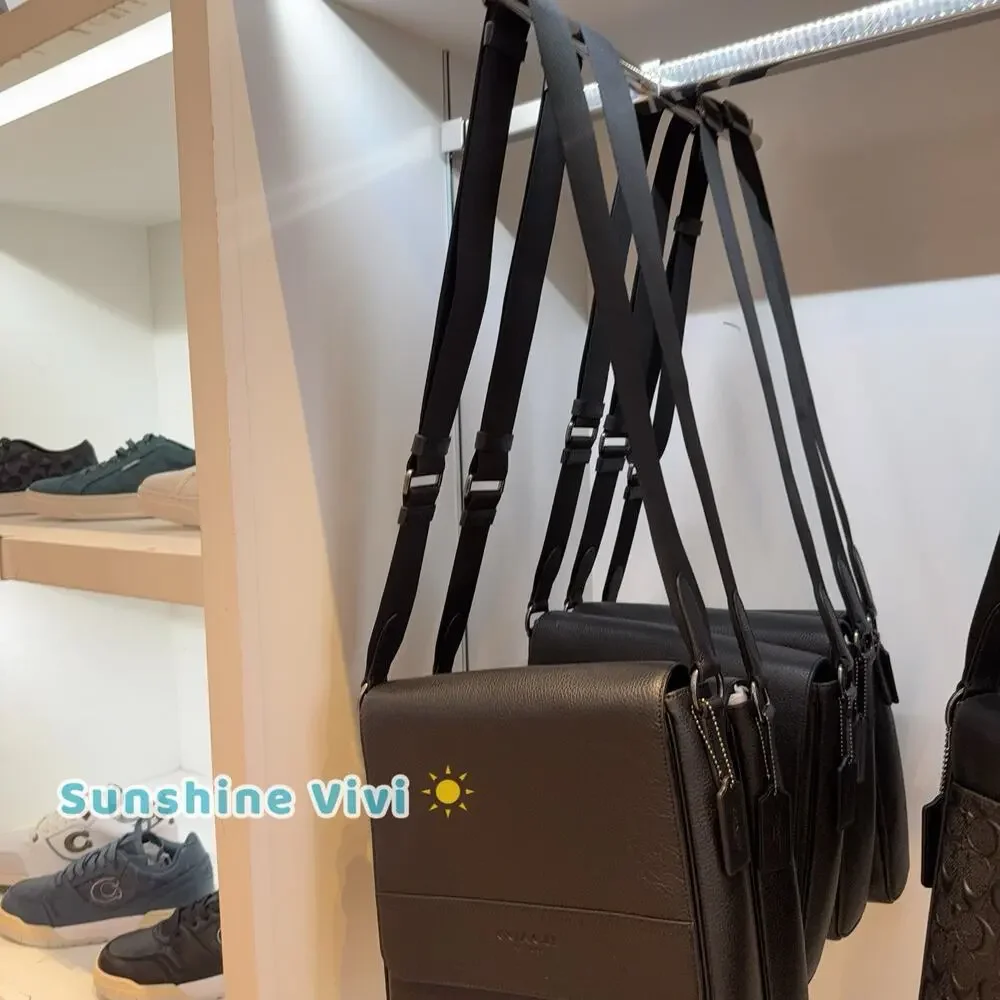 NWT COACH 4007 Houston Map Bag Leather Crossbody Gunmetal/Black - Picture 2 of 5